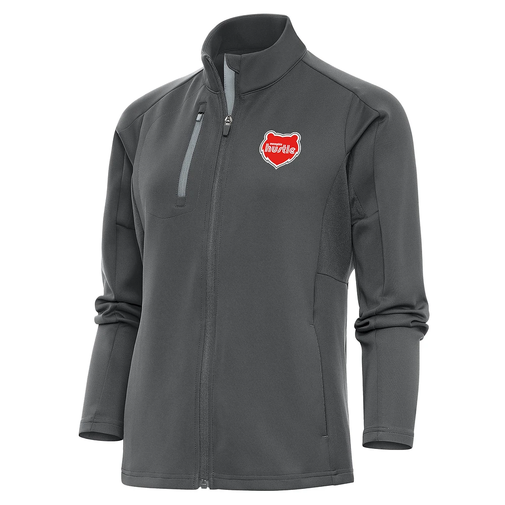 Women's Antigua Charcoal Memphis Hustle Generation Full-Zip Jacket