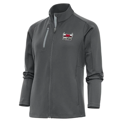 Women's Antigua Charcoal Windy City Bulls Generation Full-Zip Jacket