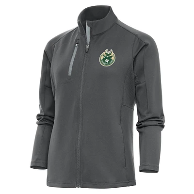 Women's Antigua Charcoal Wisconsin Herd Generation Full-Zip Jacket