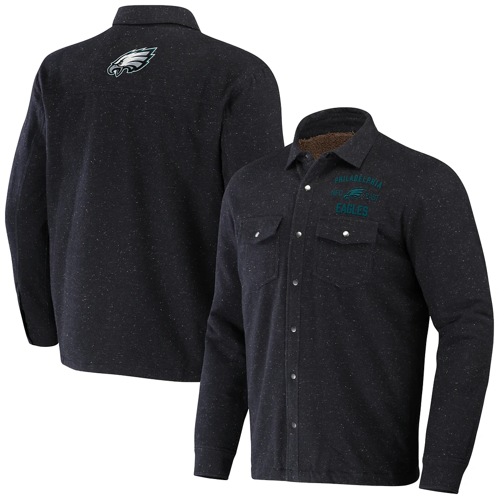 Men's NFL x Darius Rucker Collection by Fanatics Charcoal Philadelphia Eagles Shacket Full-Snap Jacket