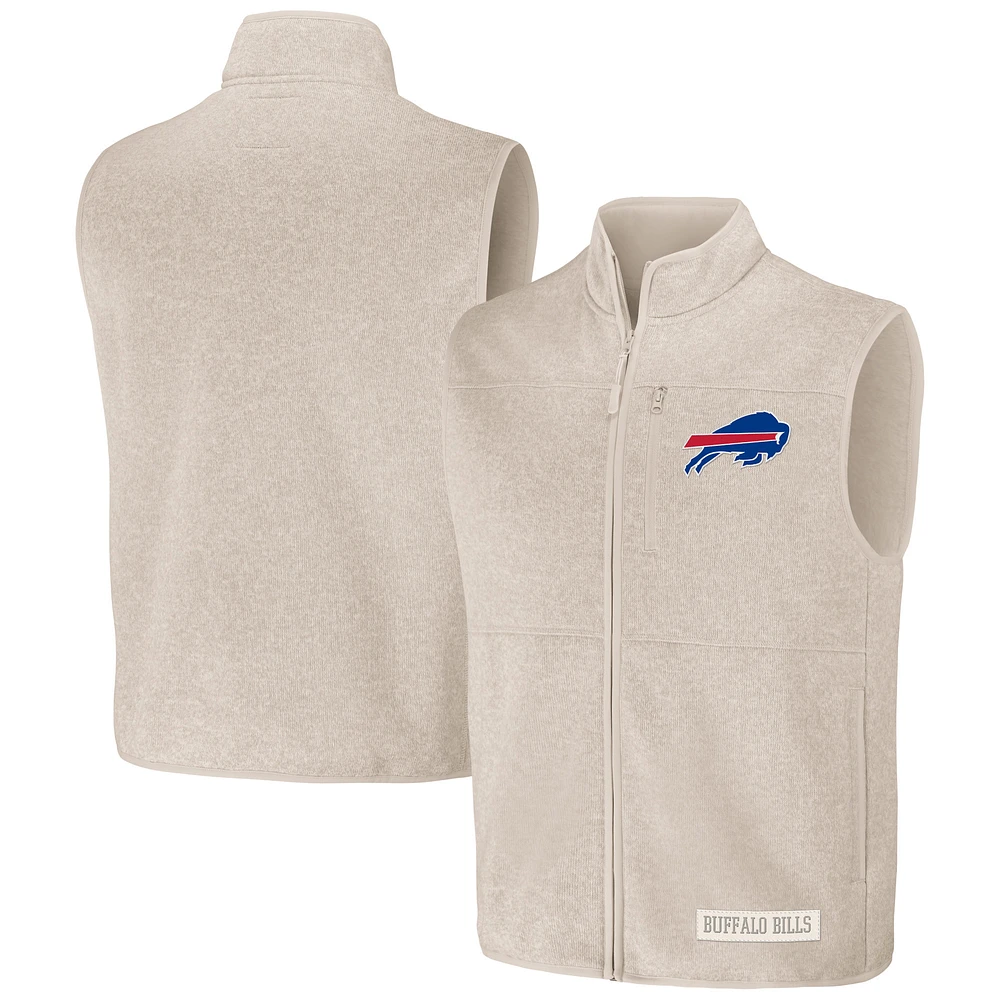 Men's NFL x Darius Rucker Collection by Fanatics Oatmeal Buffalo Bills Full-Zip Sweater Vest
