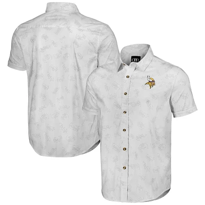 Men's NFL x Darius Rucker Collection by Fanatics White Minnesota Vikings Woven Short Sleeve Button Up Shirt
