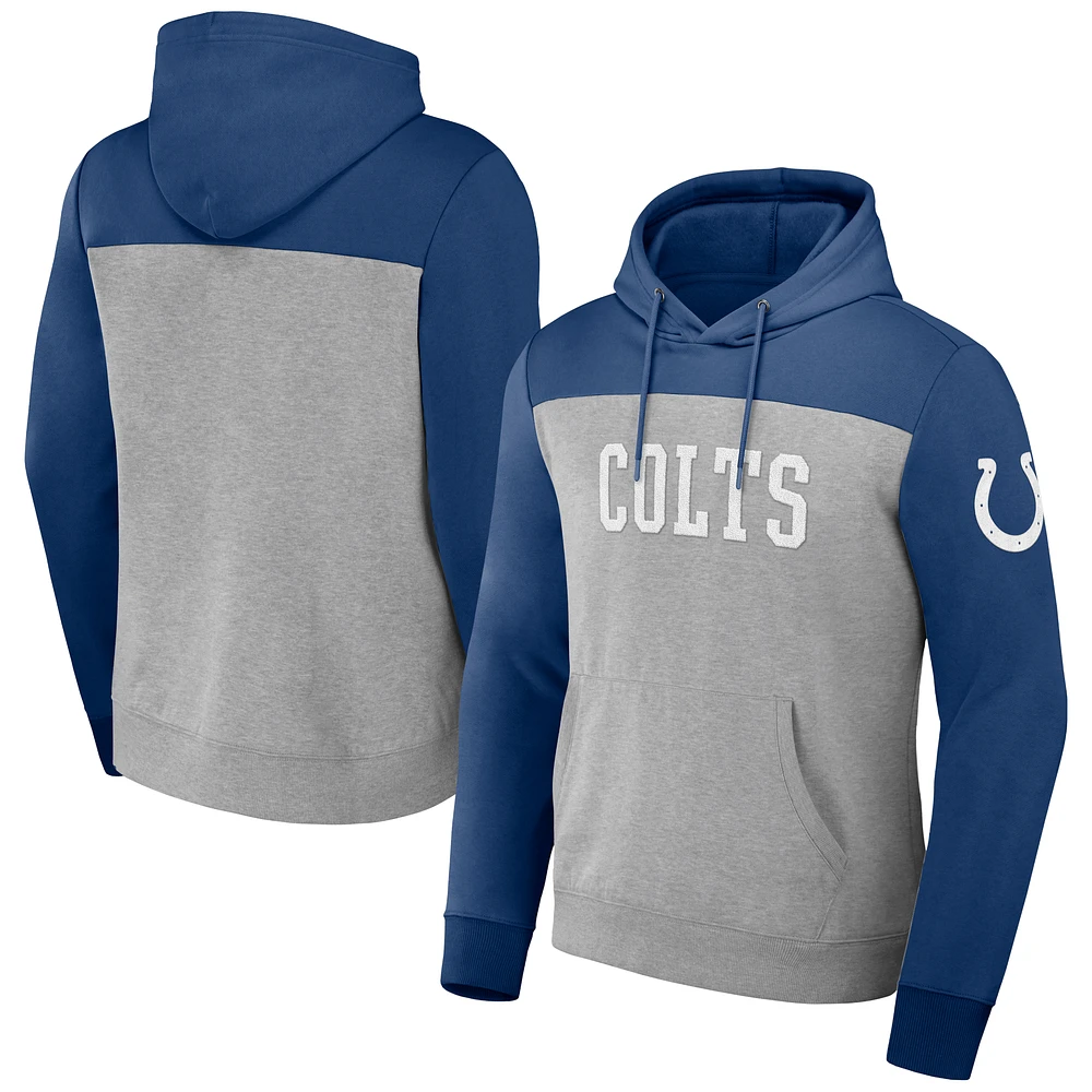 Men's NFL x Darius Rucker Collection by Fanatics Heather Gray Indianapolis Colts Color Blocked Pullover Hoodie