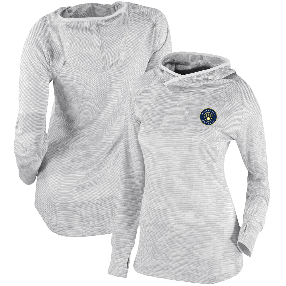 Women's Columbia White Milwaukee Brewers Omni-Wick Sunday Ball Pullover Hoodie