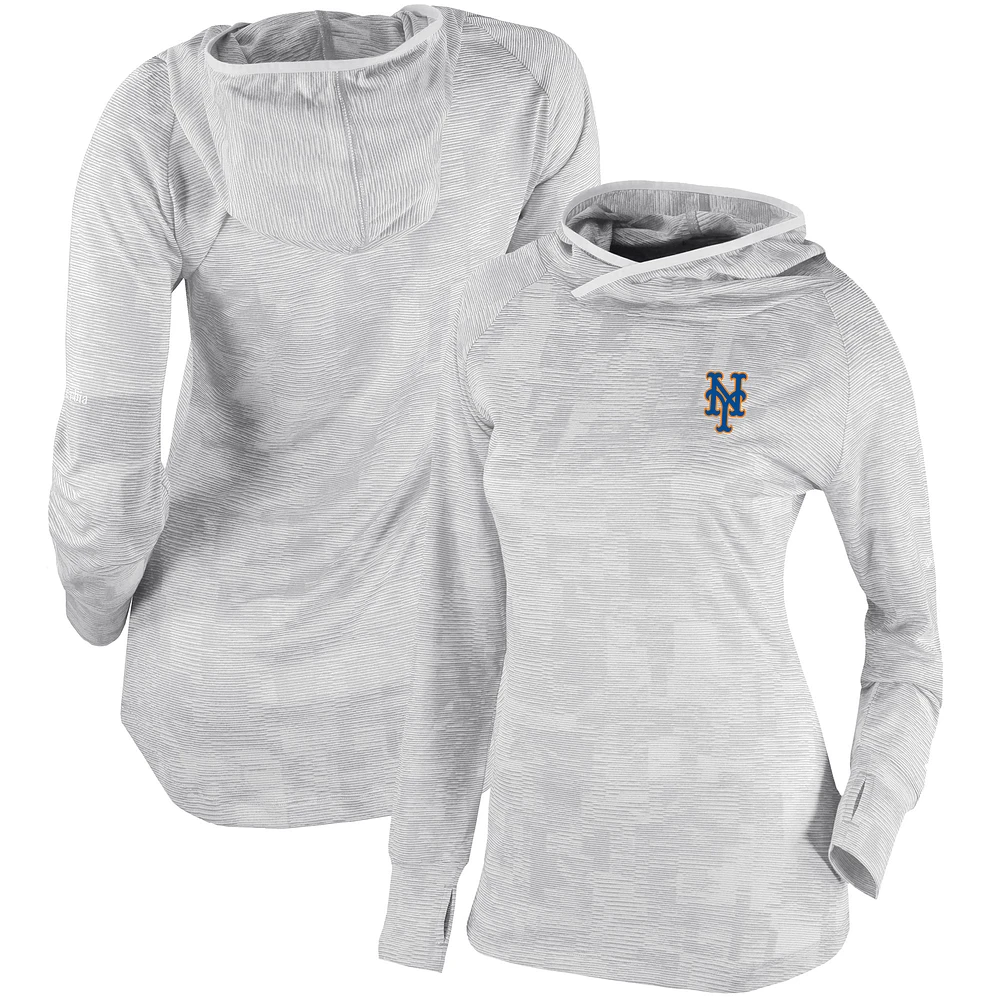 Women's Columbia White New York Mets Omni-Wick Sunday Ball Pullover Hoodie