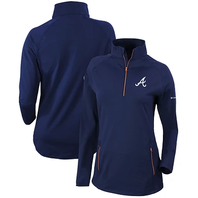 Women's Columbia Navy Atlanta Braves Omni-Wick Outward Nine Quarter-Zip Pullover Top