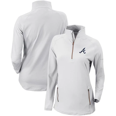 Women's Columbia White Atlanta Braves Omni-Wick Outward Nine Quarter-Zip Pullover Top