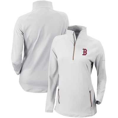 Women's Columbia White Boston Red Sox Omni-Wick Outward Nine Quarter-Zip Pullover Top