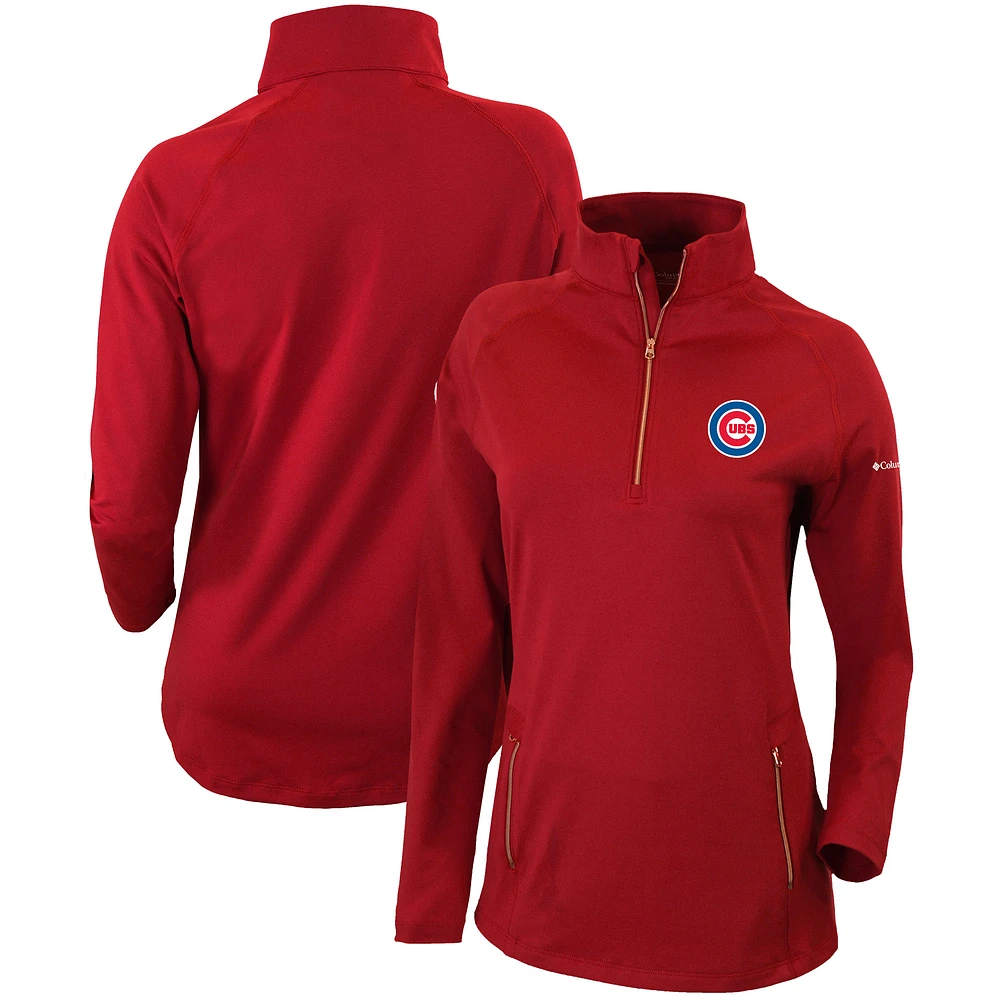 Women's Columbia Red Chicago Cubs Omni-Wick Outward Nine Quarter-Zip Pullover Top