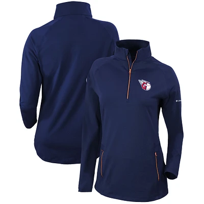 Women's Columbia Navy Cleveland Guardians Omni-Wick Outward Nine Quarter-Zip Pullover Top