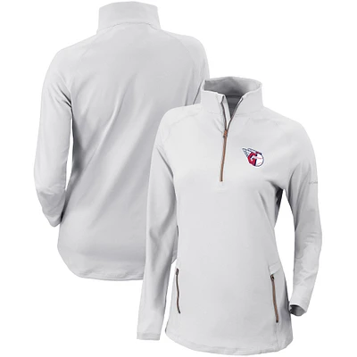Women's Columbia White Cleveland Guardians Omni-Wick Outward Nine Quarter-Zip Pullover Top