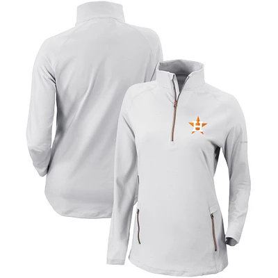 Women's Columbia White Houston Astros Omni-Wick Outward Nine Quarter-Zip Pullover Top