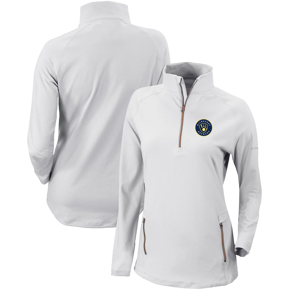 Women's Columbia Milwaukee Brewers Omni-Wick Outward Nine Quarter-Zip Pullover Top