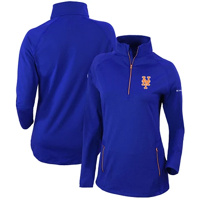 Women's Columbia Royal New York Mets Omni-Wick Outward Nine Quarter-Zip Pullover Top