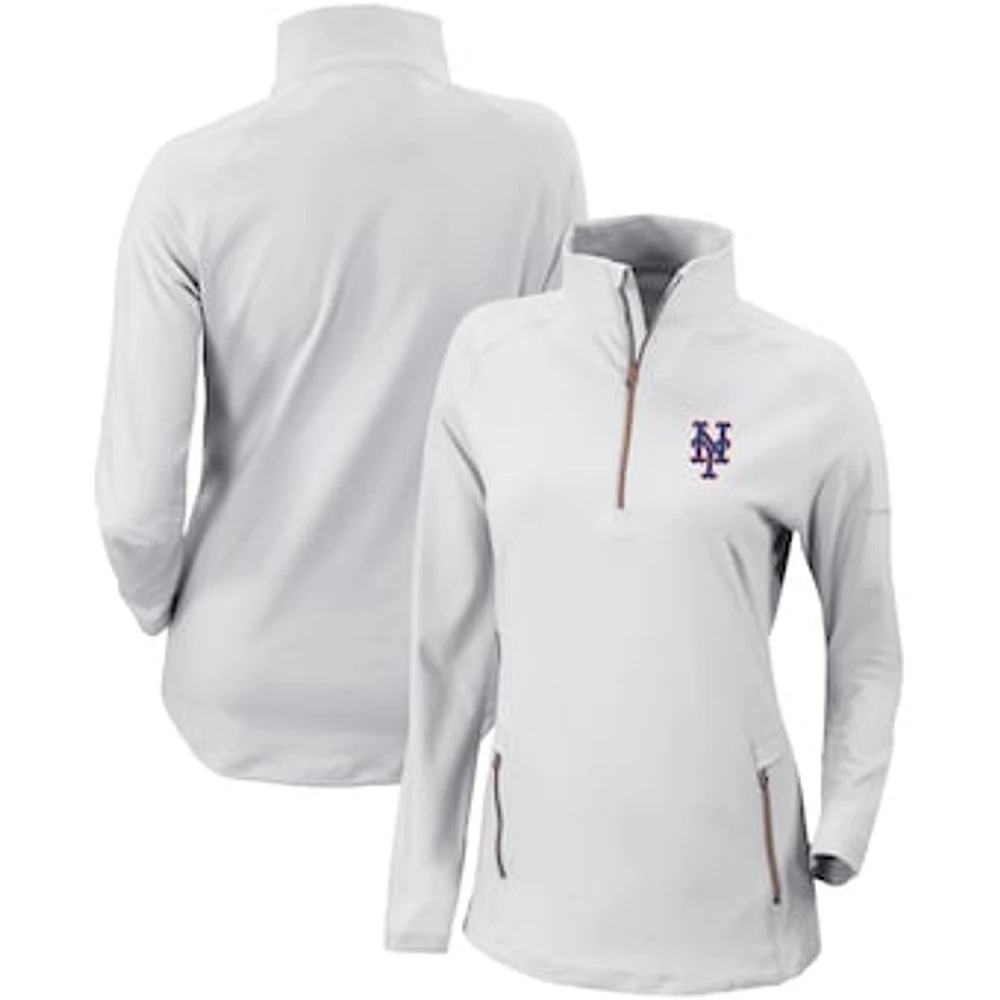Women's Columbia White New York Mets Omni-Wick Outward Nine Quarter-Zip Pullover Top