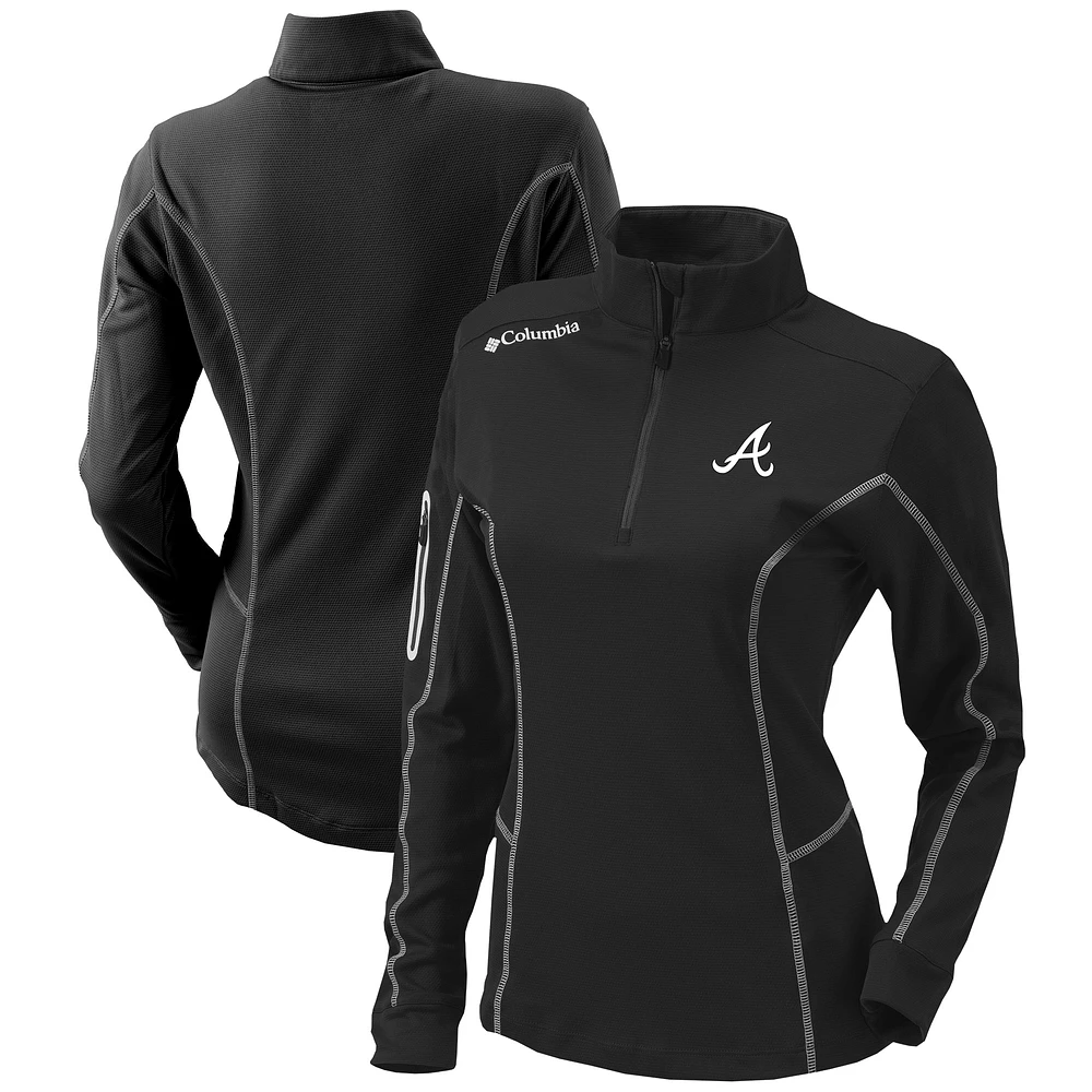 Women's Columbia Black Atlanta Braves Omni-Wick Shotgun Quarter-Zip Pullover Top
