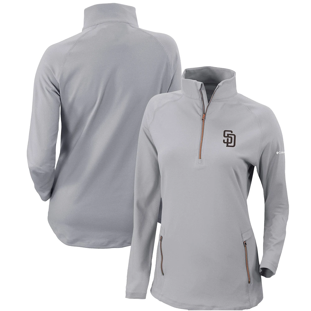 Women's Columbia Gray San Diego Padres Omni-Wick Outward Nine Quarter-Zip Pullover Top