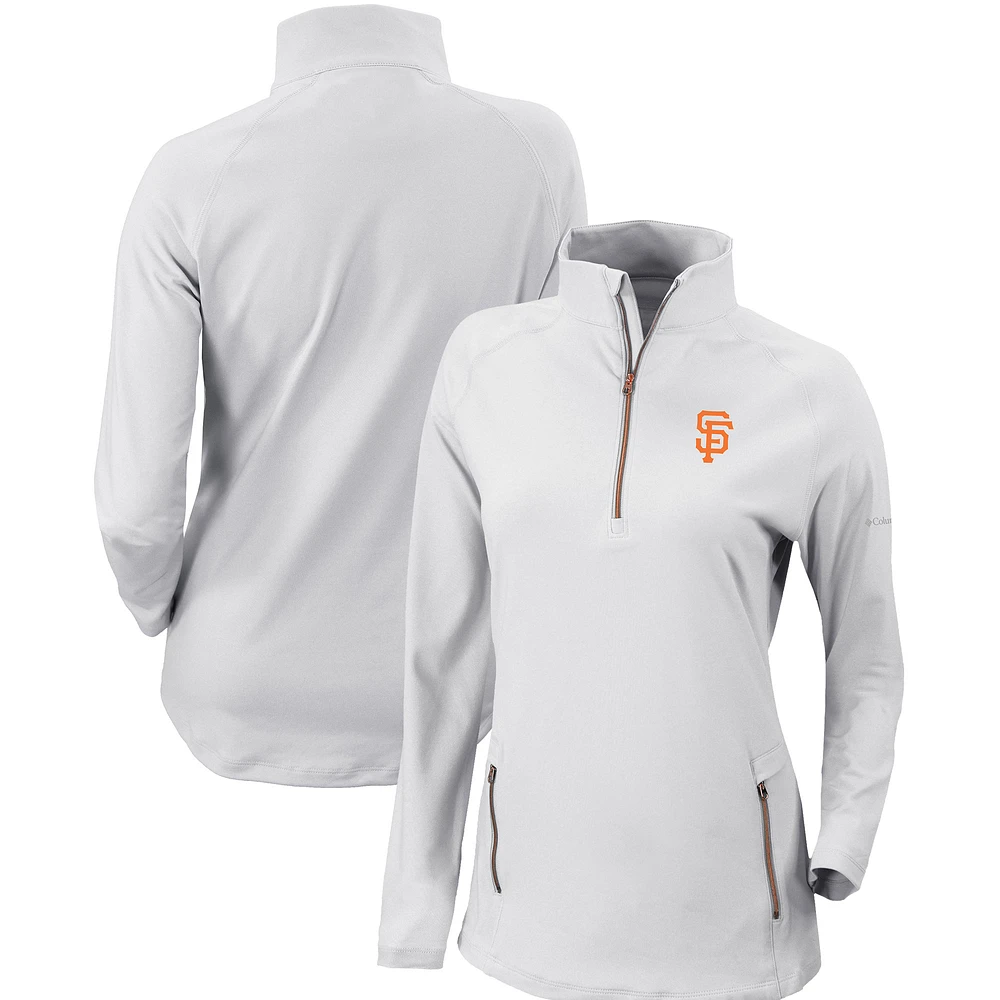 Women's Columbia White San Francisco Giants Omni-Wick Outward Nine Quarter-Zip Pullover Top