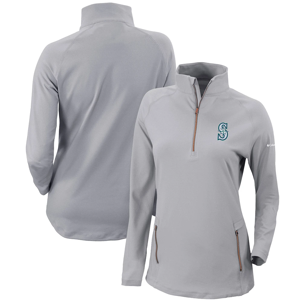 Women's Columbia Gray Seattle Mariners Omni-Wick Outward Nine Quarter-Zip Pullover Top