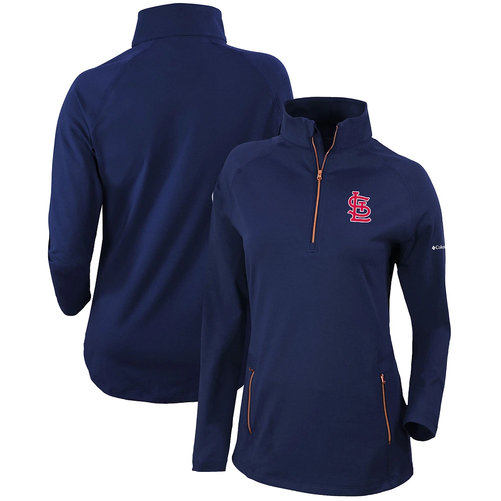 Women's Columbia Navy St. Louis Cardinals Omni-Wick Outward Nine Quarter-Zip Pullover Top