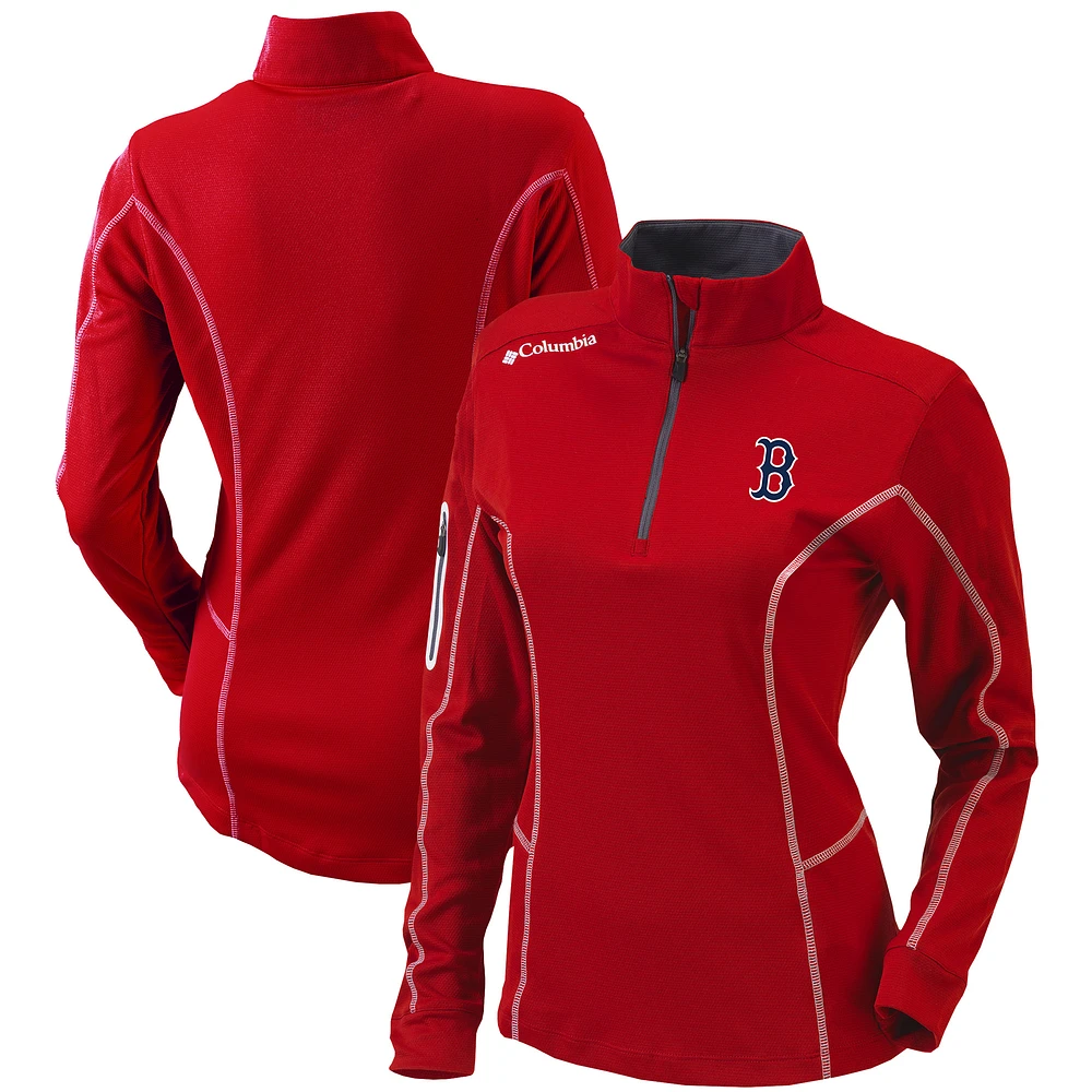 Women's Columbia Red Boston Sox Omni-Wick Shotgun Quarter-Zip Pullover Top