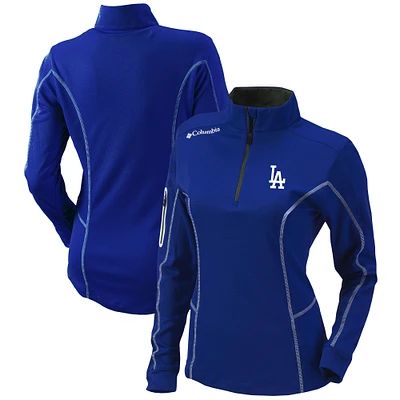 Women's Columbia Royal Los Angeles Dodgers Omni-Wick Shotgun Quarter-Zip Pullover Top