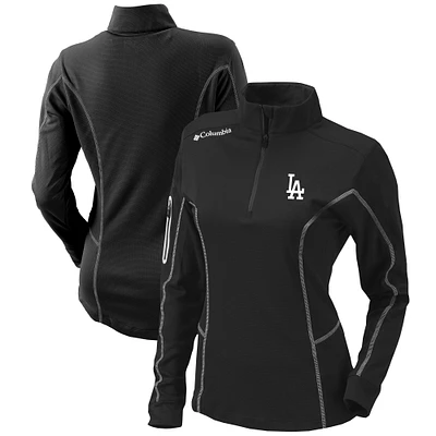 Women's Columbia Black Los Angeles Dodgers Omni-Wick Shotgun Quarter-Zip Pullover Top
