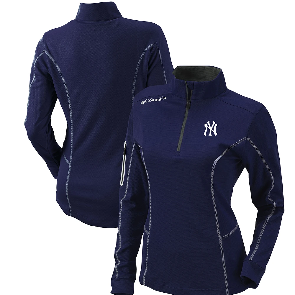 Women's Columbia Navy New York Yankees Omni-Wick Shotgun Quarter-Zip Pullover Top