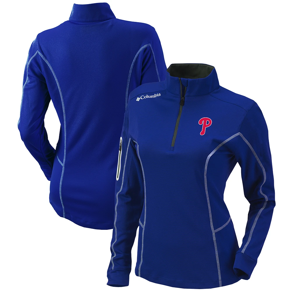 Women's Columbia Royal Philadelphia Phillies Omni-Wick Shotgun Quarter-Zip Pullover Top