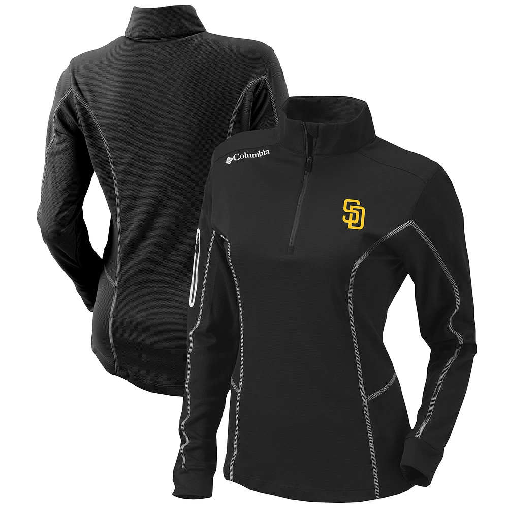 Women's Columbia Black San Diego Padres Omni-Wick Shotgun Quarter-Zip Pullover Top