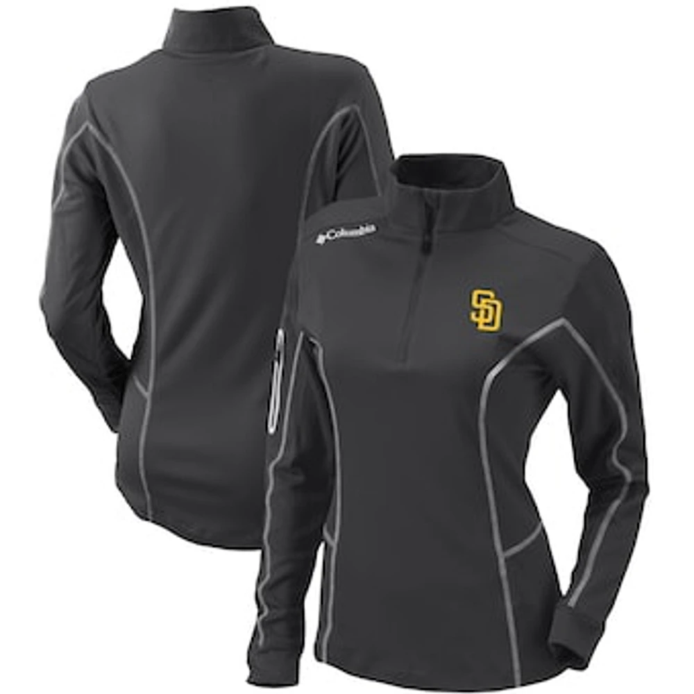 Women's Columbia Charcoal San Diego Padres Omni-Wick Shotgun Quarter-Zip Pullover Top