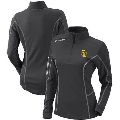 Women's Columbia Charcoal San Diego Padres Omni-Wick Shotgun Quarter-Zip Pullover Top