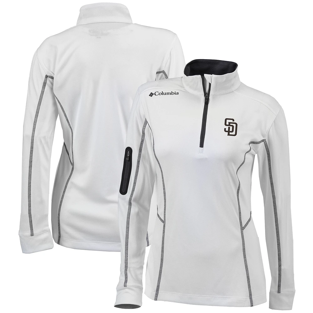 Women's Columbia White San Diego Padres Omni-Wick Shotgun Quarter-Zip Pullover Top