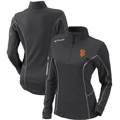 Women's Columbia Charcoal San Francisco Giants Omni-Wick Shotgun Quarter-Zip Pullover Top