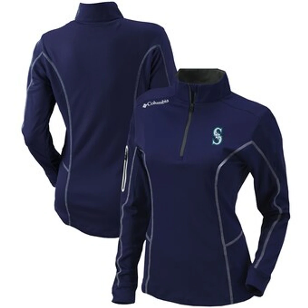 Women's Columbia Navy Seattle Mariners Omni-Wick Shotgun Quarter-Zip Pullover Top