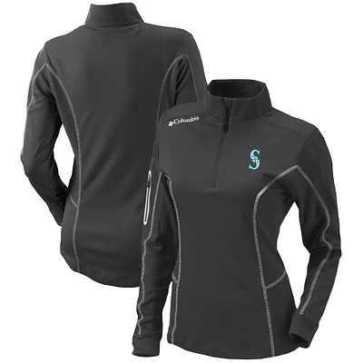 Women's Columbia Charcoal Seattle Mariners Omni-Wick Shotgun Quarter-Zip Pullover Top