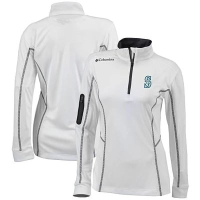 Women's Columbia White Seattle Mariners Omni-Wick Shotgun Quarter-Zip Pullover Top