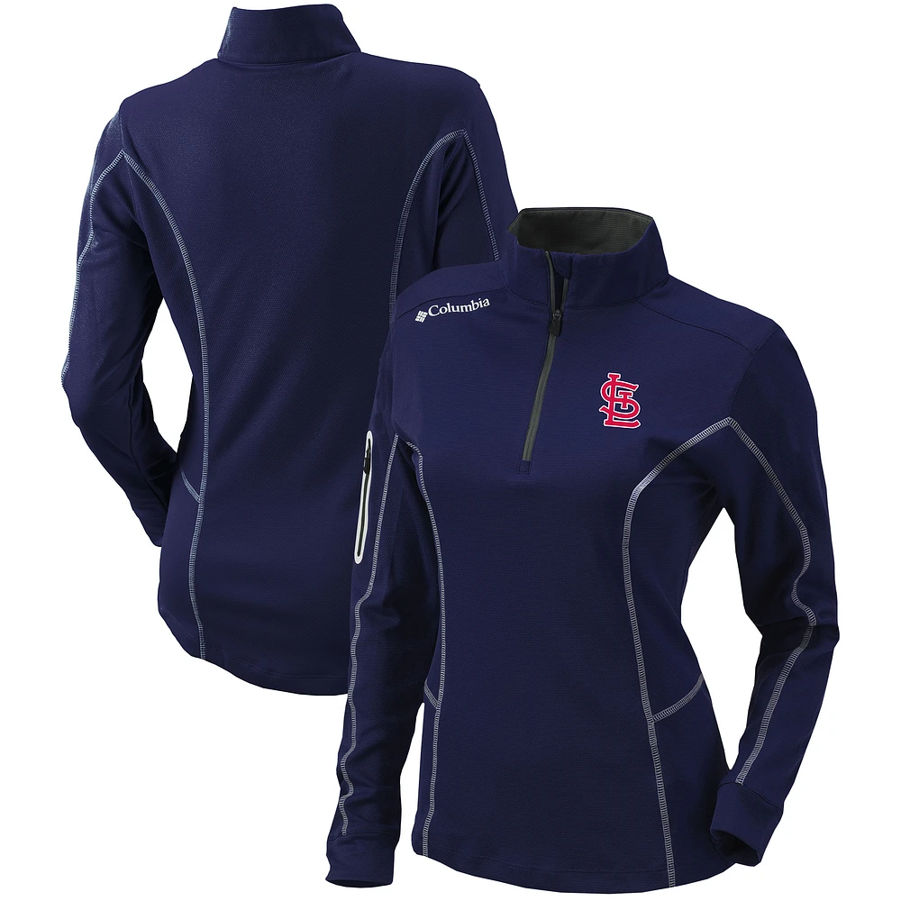 Women's Columbia Navy St. Louis Cardinals Omni-Wick Shotgun Quarter-Zip Pullover Top