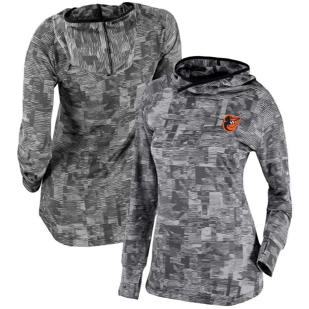 Women's Columbia Black Baltimore Orioles Omni-Wick Sunday Ball Pullover Hoodie