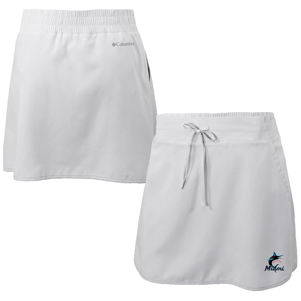 Women's Columbia White Miami Marlins Omni-Wick Lakewood Pines Skort