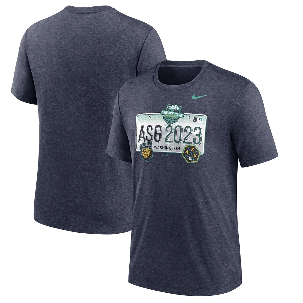 Men's Nike Heather Navy 2023 MLB All-Star Game License Plate Tri-Blend T-Shirt