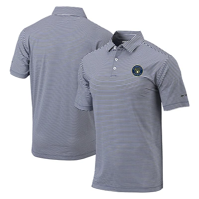 Men's Columbia Navy Milwaukee Brewers Golf Club Invite Omni-Wick Polo