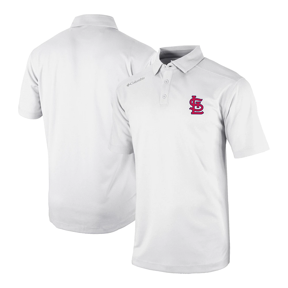 Men's Columbia White St. Louis Cardinals Omni-Wick Shotgun Polo
