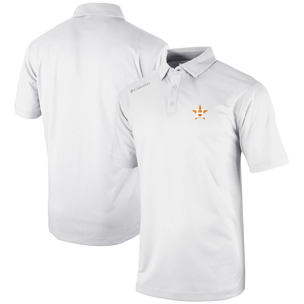 Men's Columbia White Houston Astros Omni-Wick Shotgun Polo