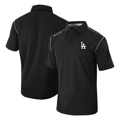 Men's Columbia Black Los Angeles Dodgers Omni-Wick Shotgun Polo