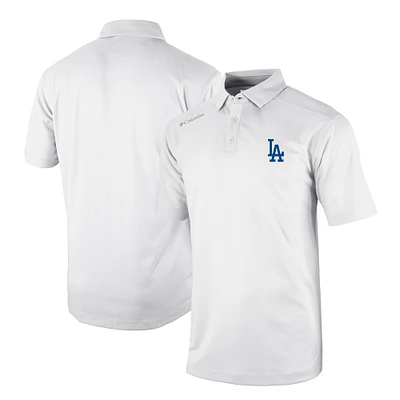 Men's Columbia White Los Angeles Dodgers Omni-Wick Shotgun Polo
