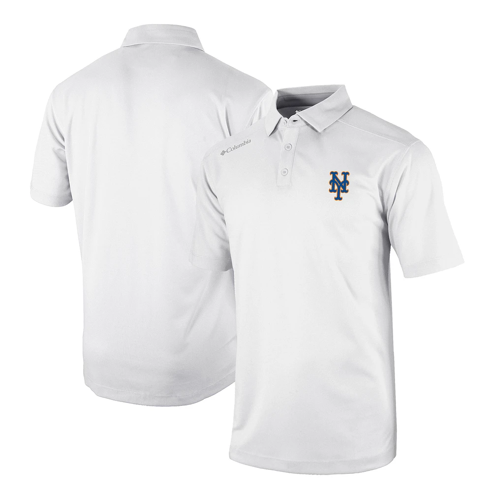 Men's Columbia White New York Mets Omni-Wick Shotgun Polo