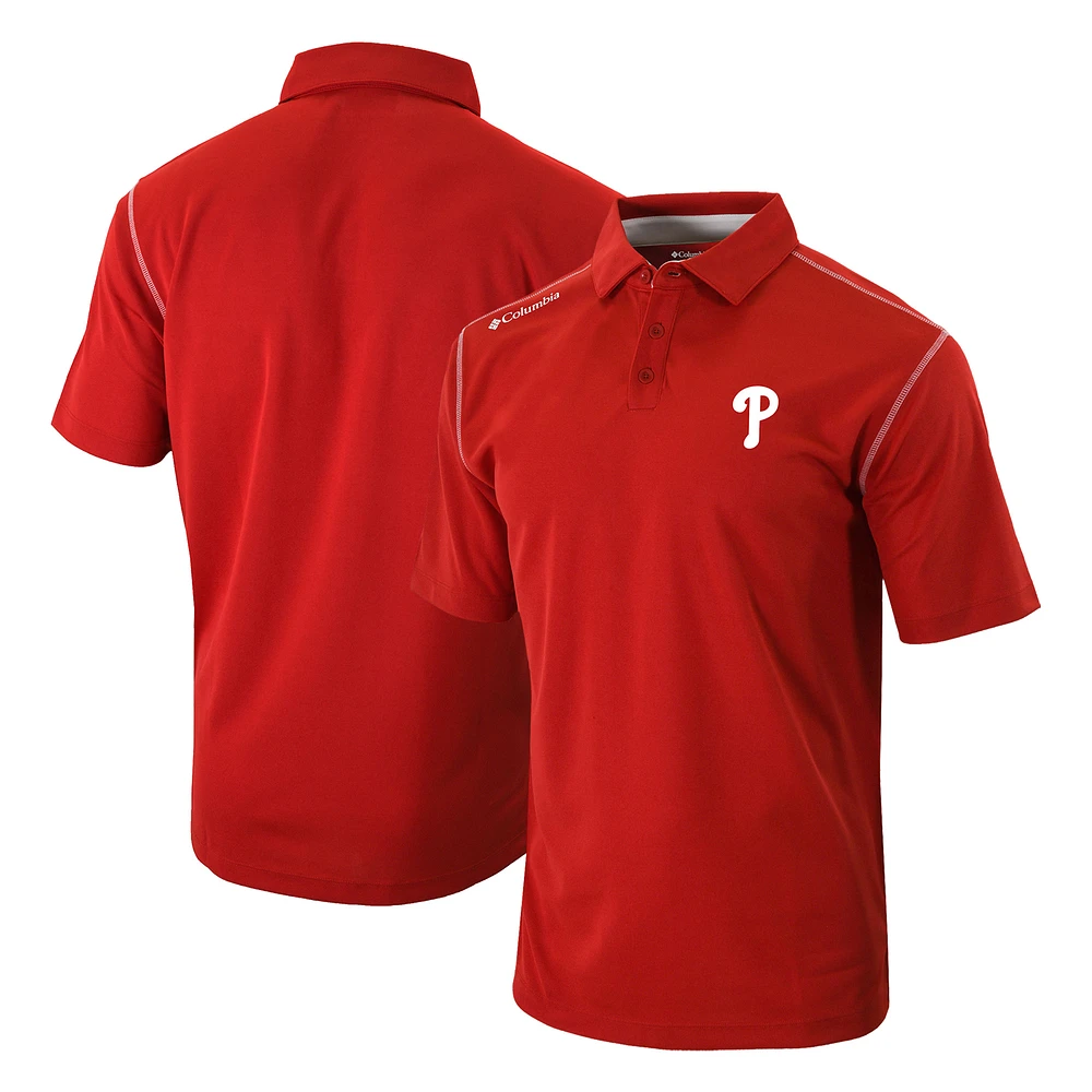 Men's Columbia Red Philadelphia Phillies Omni-Wick Shotgun Polo