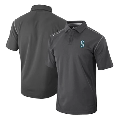 Men's Columbia Charcoal Seattle Mariners Omni-Wick Shotgun Polo