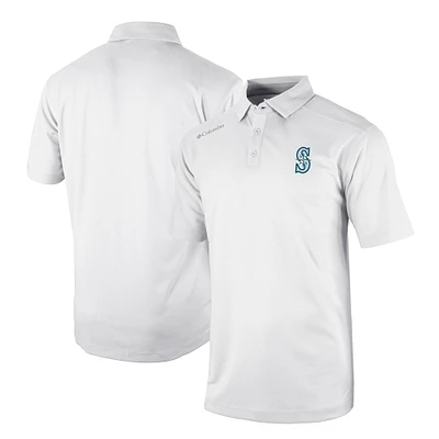 Men's Columbia White Seattle Mariners Omni-Wick Shotgun Polo